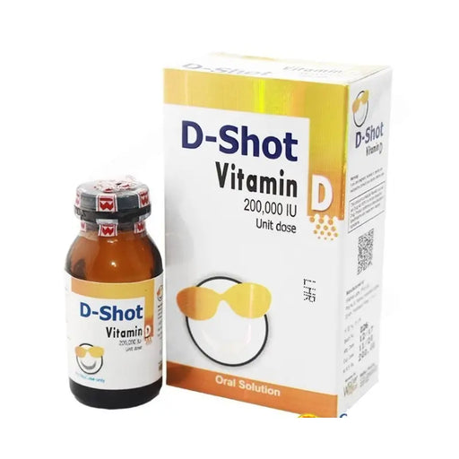 D-Shot Vitamin D bottle and packaging on a white background