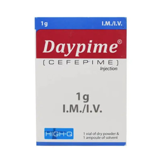 Daypime Cefepime injection packaging on a white background