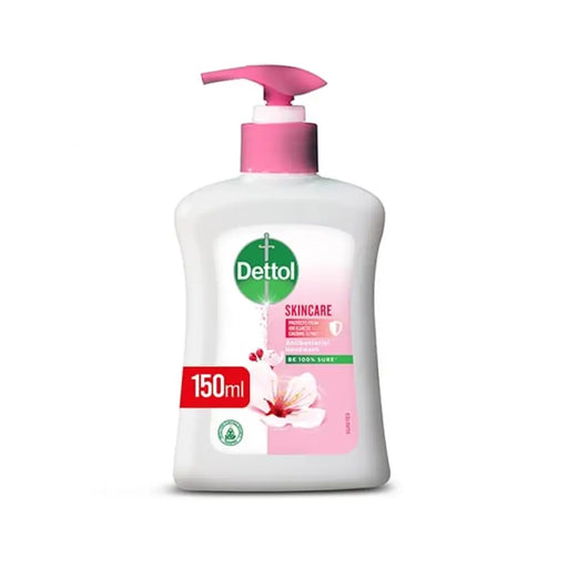 Dettol Skincare bottle with pink pump on a white background