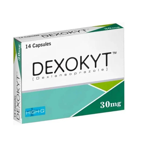 Box of Dexokyt capsules with 30mg dosage on a white background