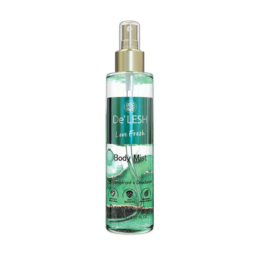 De'Lesh Love Fresh Body Mist bottle on a white background