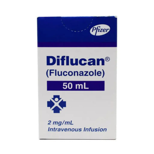 Box of Diflucan (Fluconazole) 50 mL by Pfizer on a white background