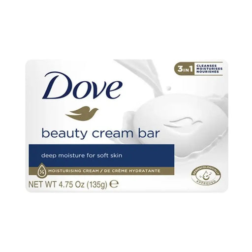 Dove beauty cream bar packaging on a white background