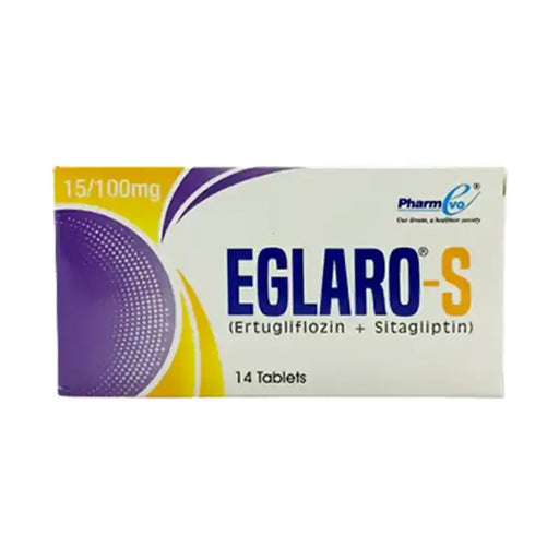Eglaro-S medication box with Pharmeo branding on a white background