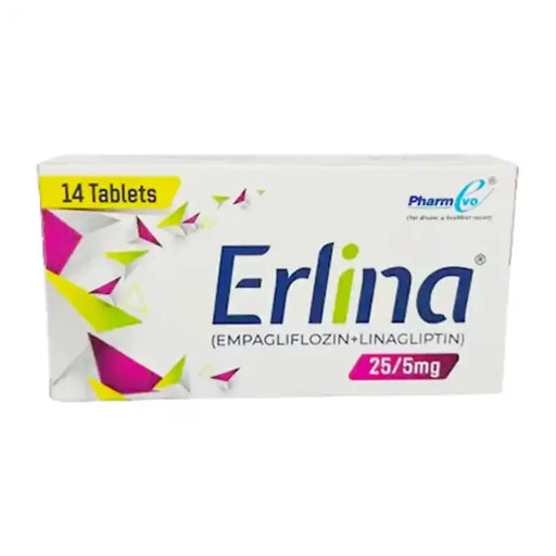 Box of Erlina tablets with colorful design on a white background