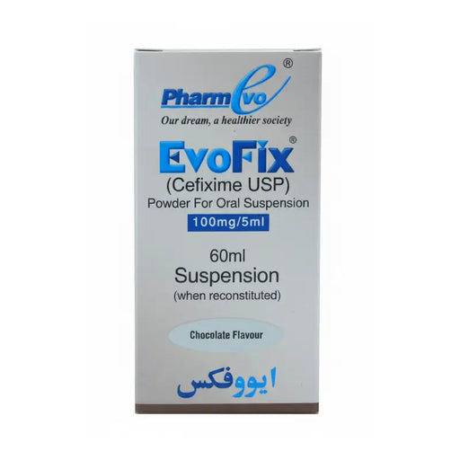 EvoFix powder for oral suspension packaging on a white background