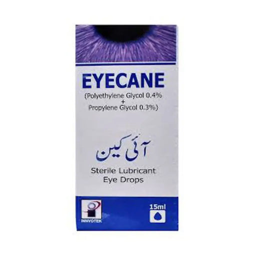 Eyecane eye drops packaging on a white background