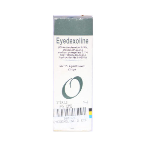 Eyedexoline eye drops packaging on a white background