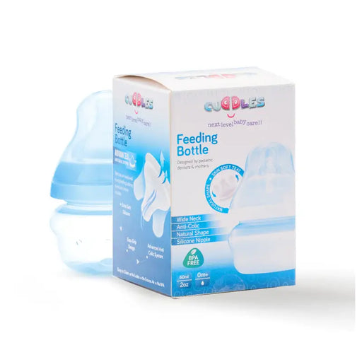 Cuddledles feeding bottle packaging on a white background