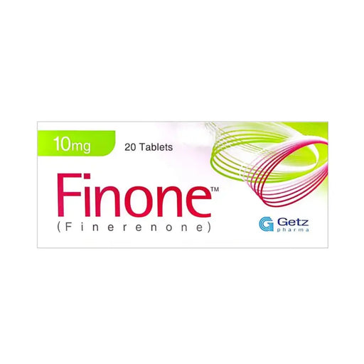 Box of Finone tablets with Getz Pharma logo on a white background