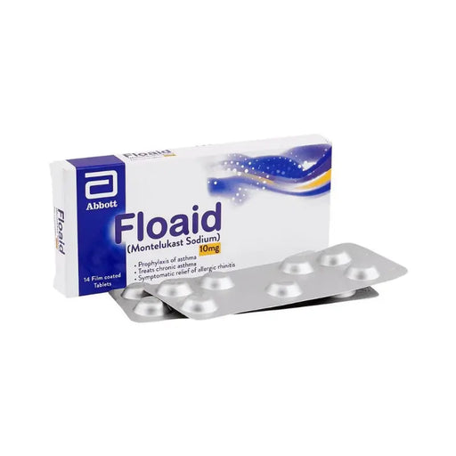 Floaid Abbott packaging with tablets on a white background