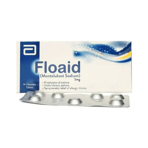 Floaid Montelukast Sodium packaging with tablets on a white background