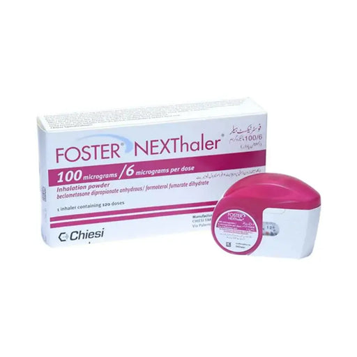 Foster NEXThaler inhalation powder packaging on a white background