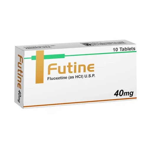 Box of Futine tablets with 40mg dosage on a white background
