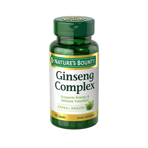 Nature's Bounty Ginseng Complex supplement bottle on a white background