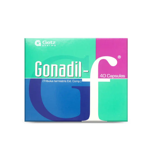 Gonadil-f packaging with colorful design on a white background