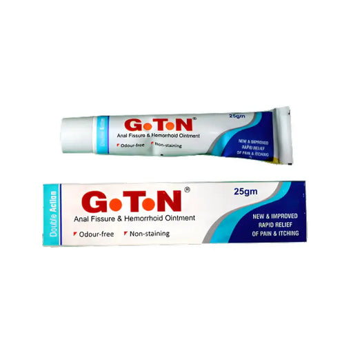 Two tubes of G-TON Anal Fissure & Hemorrhoid Ointment on a white background