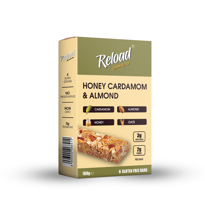 RELOAD HONEY CARDAMOM & ALMOND GRANULA BAR 1X6'S