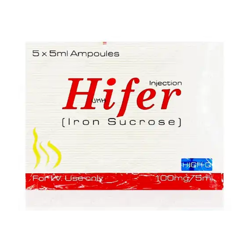 Hifer Injection packaging with red and white design on a white background