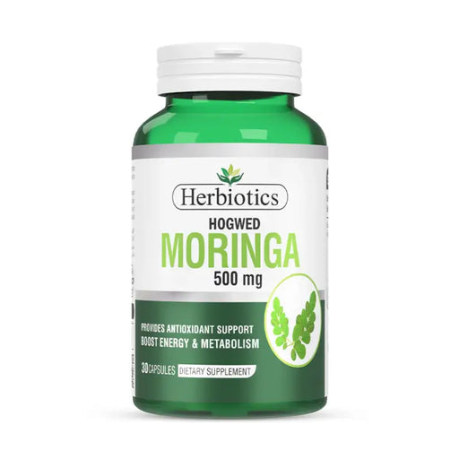Herbiotics Moringa supplement bottle on a white background