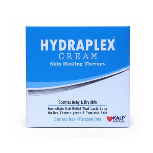 Hydraplex Cream packaging with blue and white design on a white background