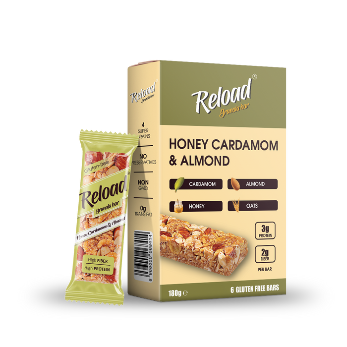 RELOAD HONEY CARDAMOM & ALMOND GRANULA BAR 1X6'S