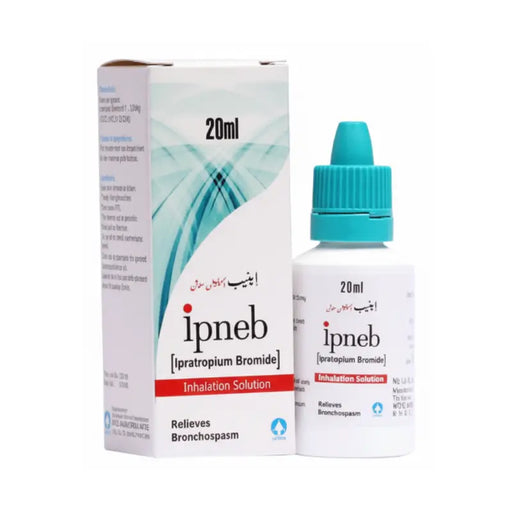 ipneb inhalation solution bottle and packaging on a white background