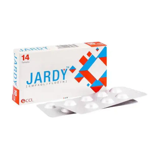 Jardy medication packaging with tablets on a white background