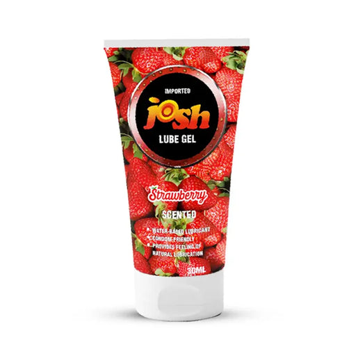 Tube of Fosh strawberry-scented lube gel on a white background