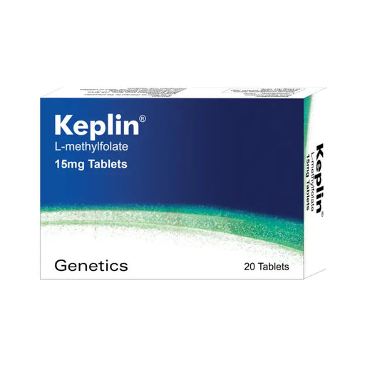 Keplin L-methylfolate 15mg Tablets packaging on a white background