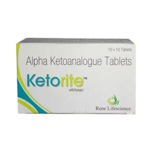 Box of Kotorite Alpha Keto analogue tablets by Rene Lifescience on a white background