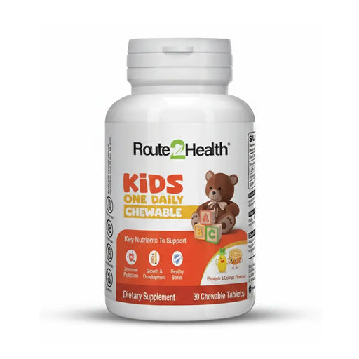 Route2Health Kids One Daily Chewable supplement bottle on a white background