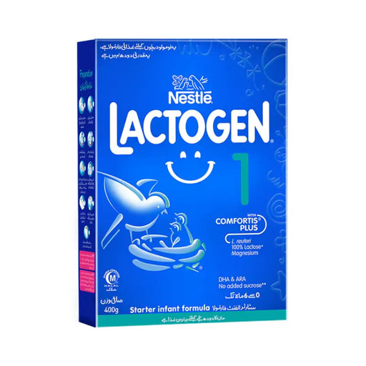 Nestle Lactogen 1 starter infant formula packaging on a white background