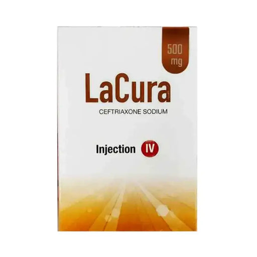Box of LaCura Ceftiraxone Sodium Injection IV on a white background