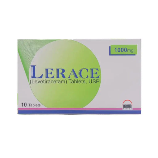 Box of Lerace (Levetiracetam) Tablets USP with 1000mg on a white background