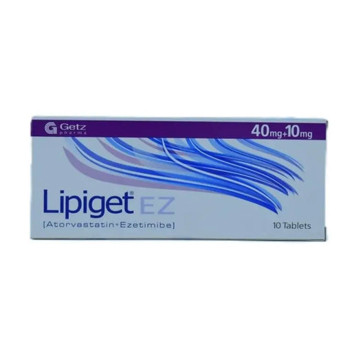 Box of Lipiget EZ medication with blue and white design