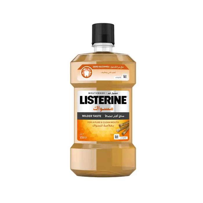 Bottle of Listerine mouthwash on a white background