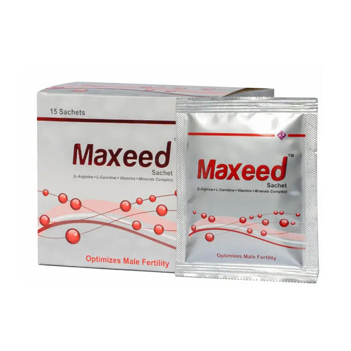 Maxeed sachets and box on a white background