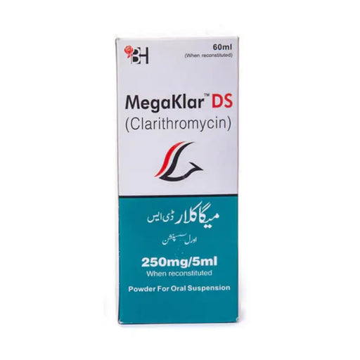 MegaKlar DS Clarithromycin packaging on a white background