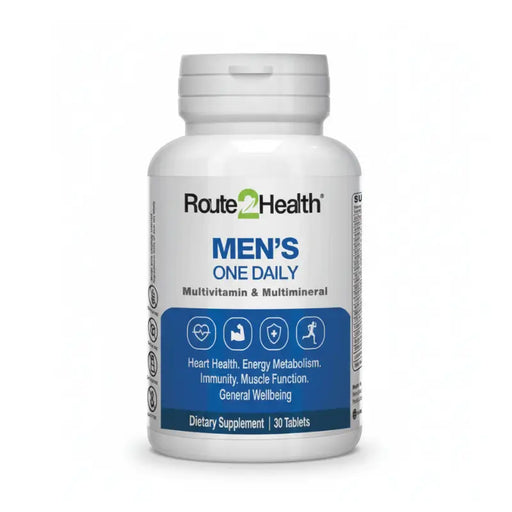 Route2Health Men's One Daily multivitamin supplement bottle on a white background