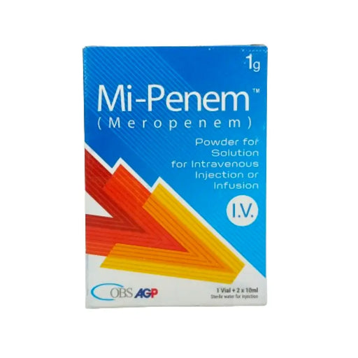 Mi-Penem (Meropenem) packaging on a white background