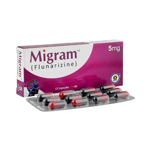 Migram 5mg packaging with capsules on a white background