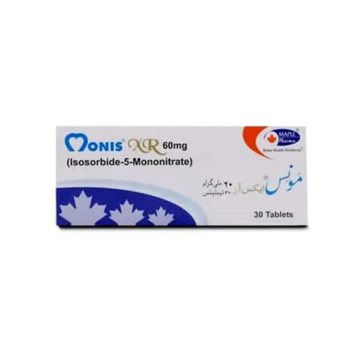 Box of Monis XR 60mg tablets on a white background