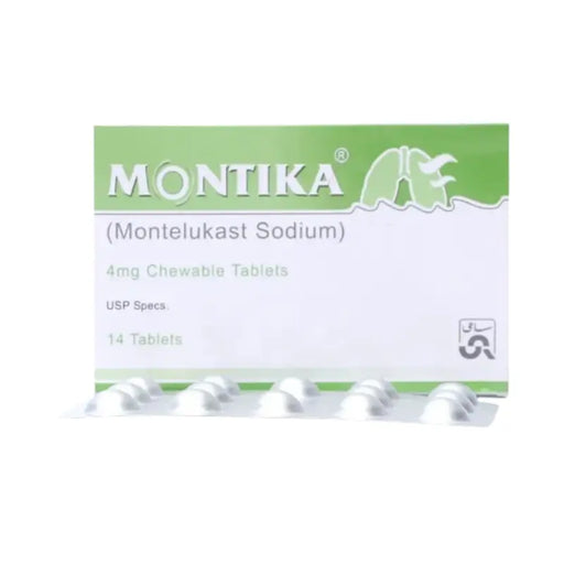 Montika Montelukast Sodium packaging with tablets on a white background