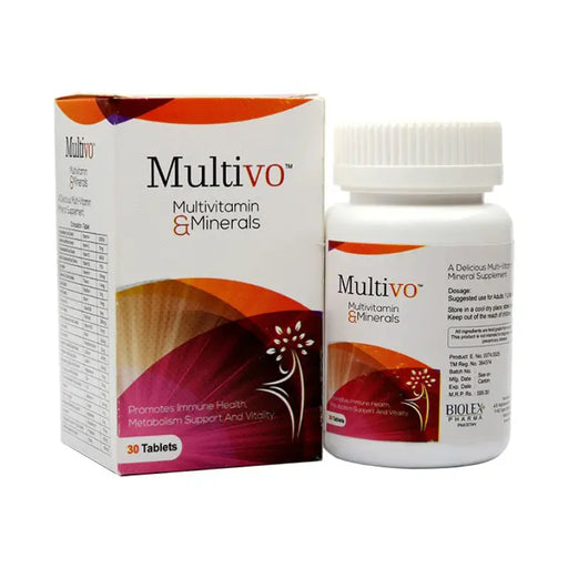 Multivo Multivitamin & Minerals packaging and bottle on a white background