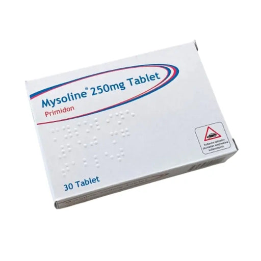 Box of Mysoline 250mg Tablets on a white background