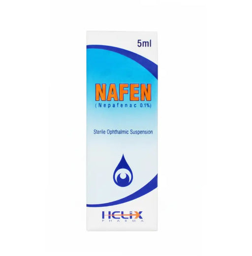 Nafen sterile ophthalmic suspension packaging with Helix Pharma logo on a white background