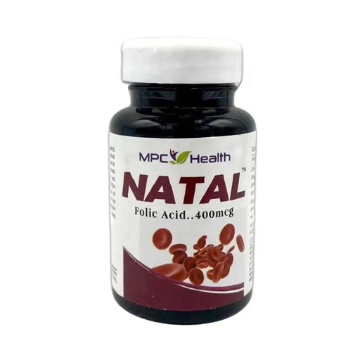 MPC Health Natal Folic Acid supplement bottle on a white background