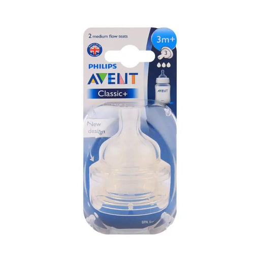 Philips Avent Classic+ baby bottle nipple packaging on a white background