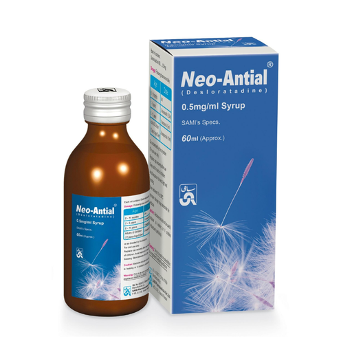 Neo-Antial syrup bottle and packaging on a white background